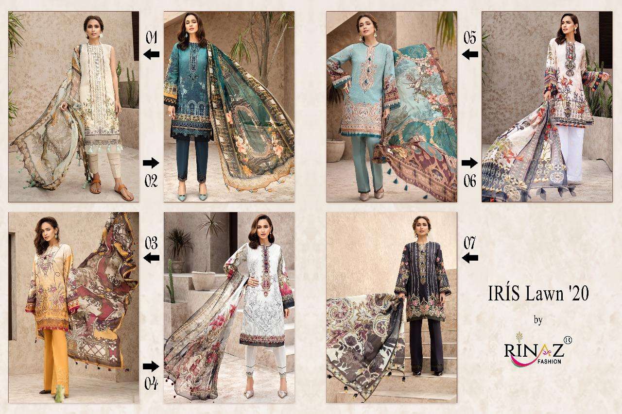 Rinaz Iris Lwn 2020 Jam Silk Digital Print with self Embroidery Work Top With Cotton Dupatta and Bottom Pakistani Suits Collection